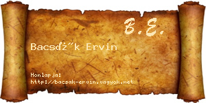 Bacsák Ervin névjegykártya