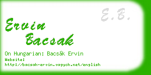 ervin bacsak business card